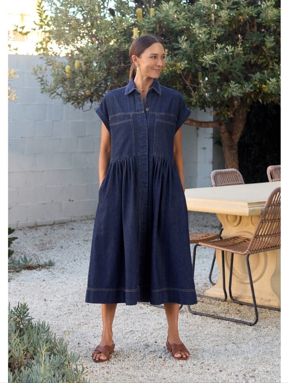 NWT Maye Harper Denim Midi Dress Size Medium